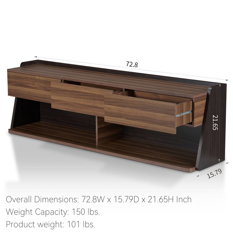 72.8" Width 3-Drawer TV Stand