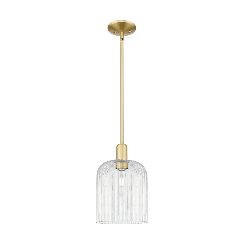 Downtown Urban - Voile de mariée - Mini-luminaire suspendu 1 tige, H 13,25 po x l 8 po x P 8 po, Clair, Nickel poli