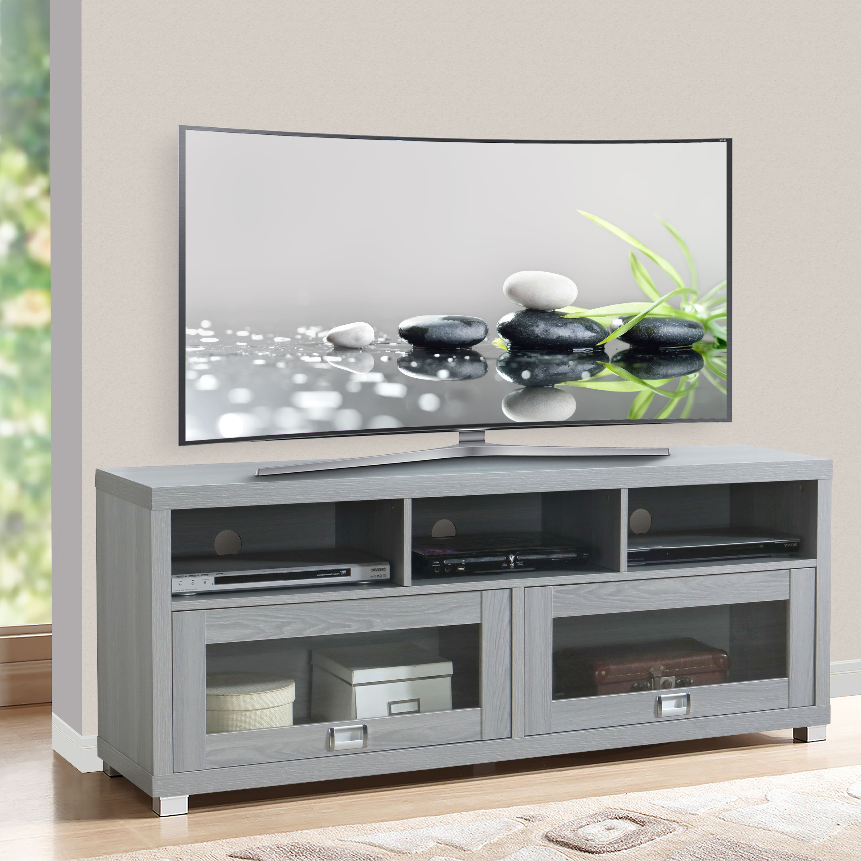 Latitude Run Durbin TV Stand For Tvs Up To 75In Grey Wayfair