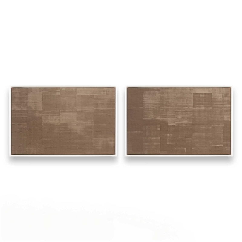 Sienna carrés ensemble de 2 impressions sur toile dans un cadre,, Cadre flottant noir satiné