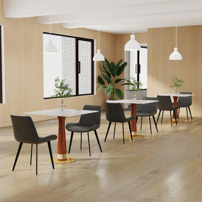 Ensemble de 3 petites tables de conférence carrées en bois fritté 3 pièces