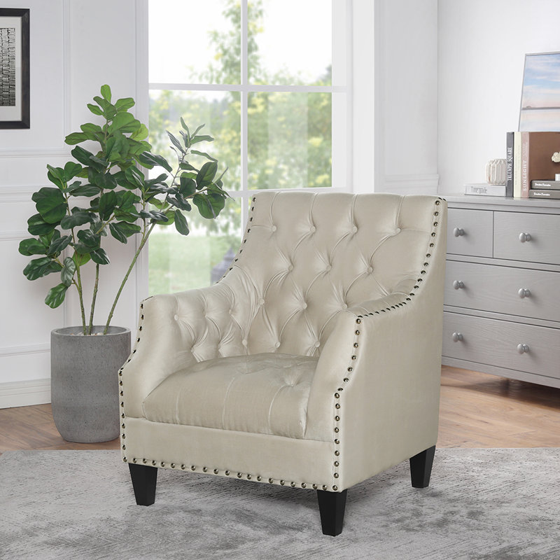 Fauteuil d'appoint Indrani, Mélange de polyester - gris clair