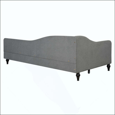 L-Shaped Linen Daybed, With Solid Wood Legs