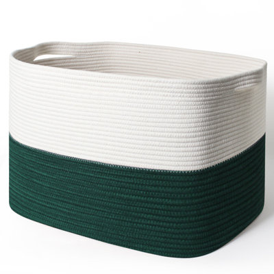 24" Extra Large Cotton Rope Storage Basket with Handles, Oversized Woven Organizer Bin for Blankets, Bedding, Pillows, Toys & Clothes