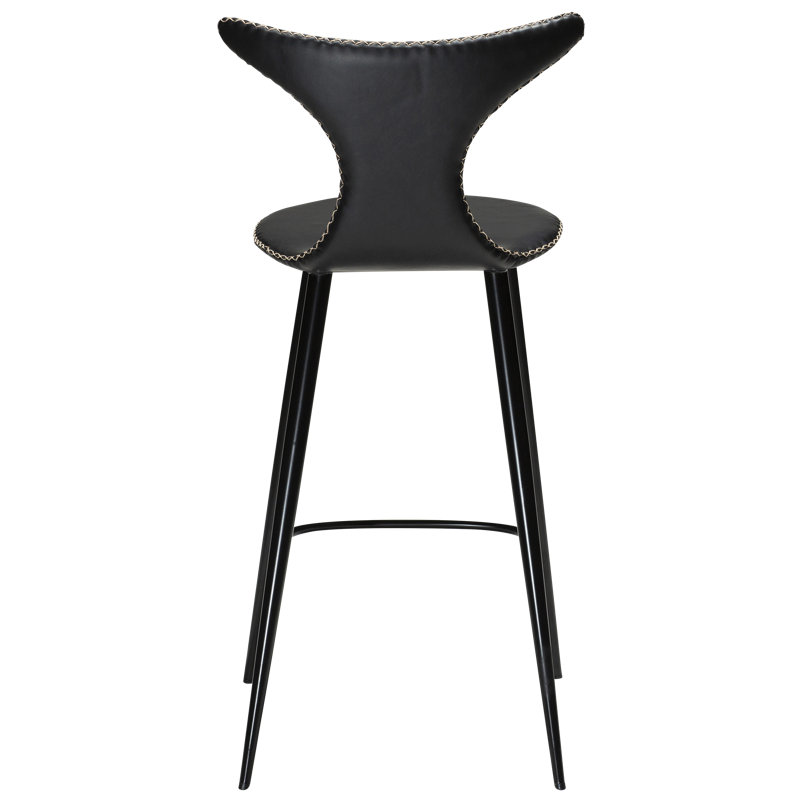 Upholstered Counter Stool with Metal Frame, Black