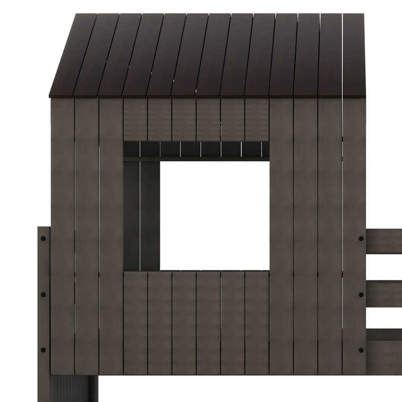 Quamaine Kids Twin Over Full Bunk Bed, Antique Gray
