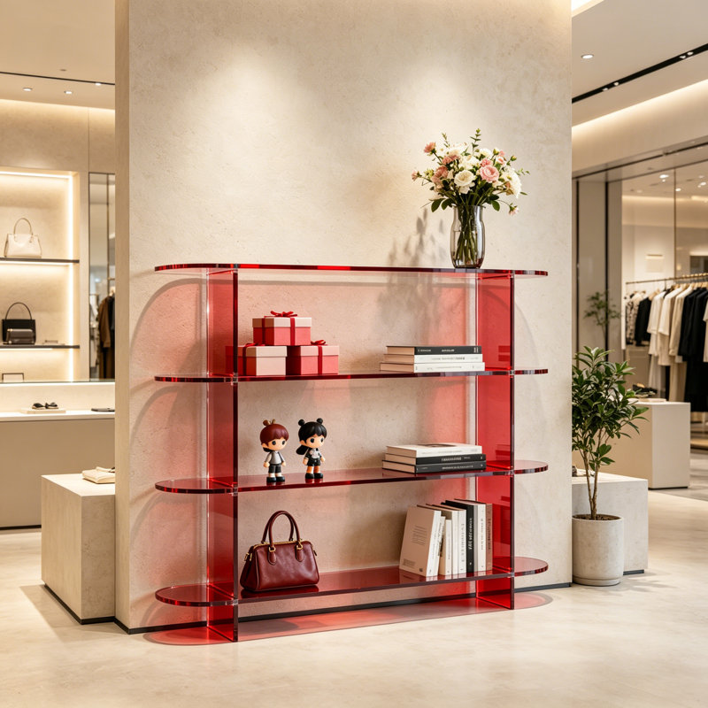 Simple Acrylic Red Display Cabinet