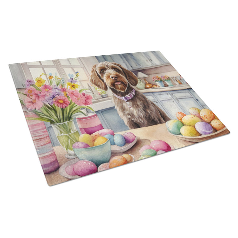 Decorating Easter Wirehaired Pointing Griffon Glass Cutting Board