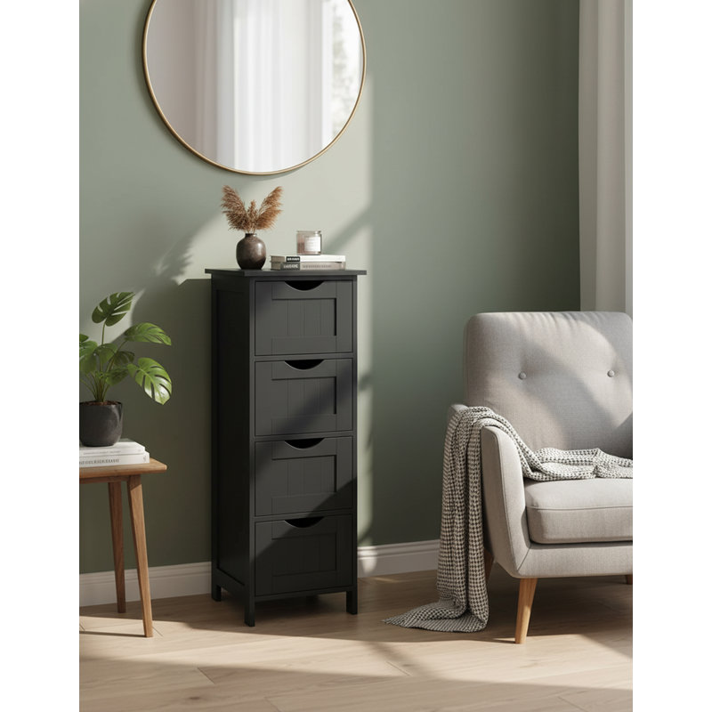 Engineered Wood Bathroom Cabinet, Black
