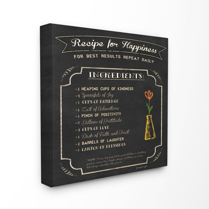 «Look Recipe for Happiness», ensemble d'impression sur toile panoramique, Toile tendue, H 30 po x l 30 po