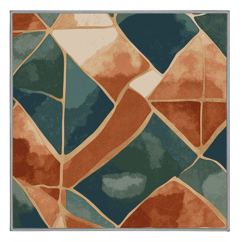 Ochre Outlines Rug, Square 4'