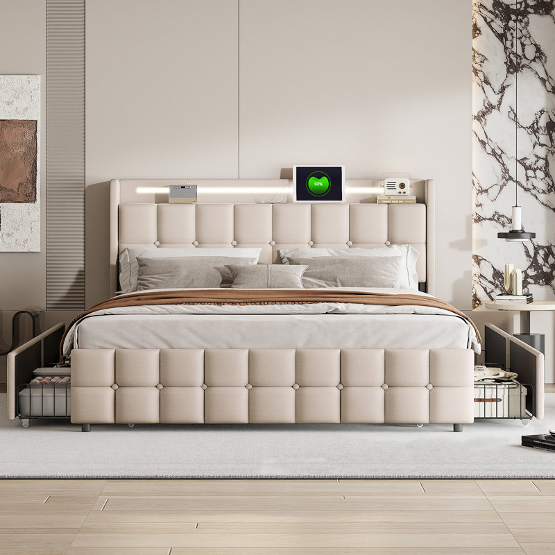Bed, Beige, Super King (6')
