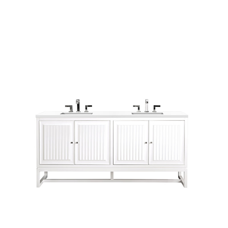 Athens 72 " W Freestanding Standard Free Standing Single Double Vanity Bathroom Vanity With Top, Victorian Silver