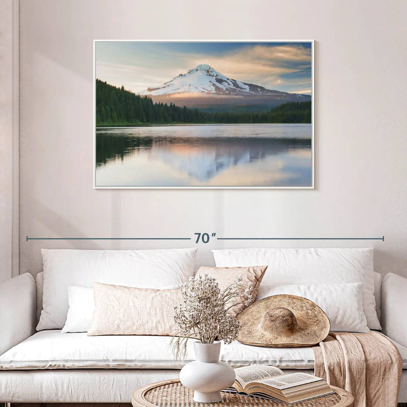 Mount Hood Panorama, Floating Frame White, 43" X 29"