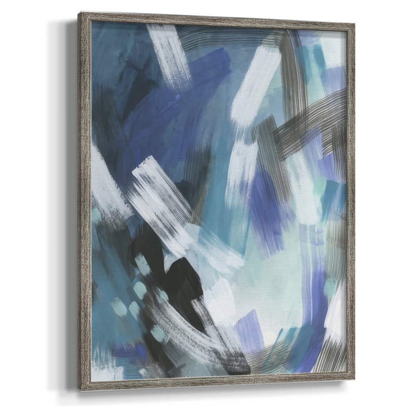 Aquatic Crosshatch II Framed Print - Solid Wood, 15" H x 12" W