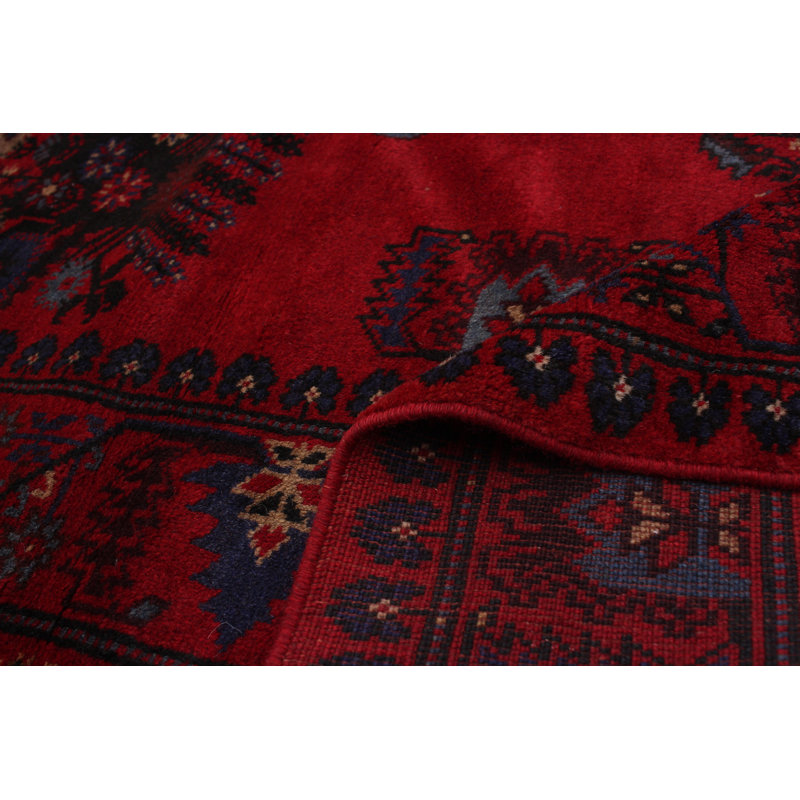 Tapis unique en laine noué à la main rouge Rizbaft 6 pi 7 po x 9 pi 7 po Pinckard