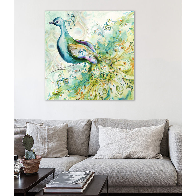« bohémien peacock i », reproduction sur toile tendue, H 18 po x l 18 po