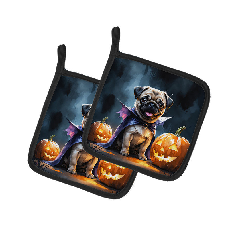 Pug chiot d'Halloween paire de porte-casseroles