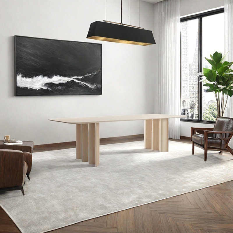 Table de salle à manger en frêne, Bois robuste, H 29,53 po x L 70,87 po x l 33,46 po