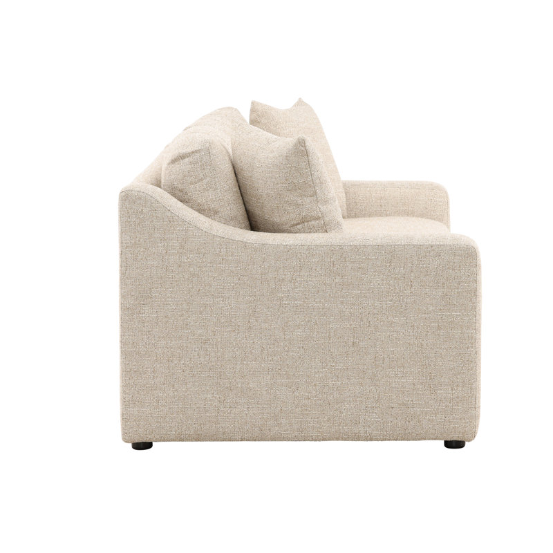 Emma 95" Wide Polyester Upholstered Sofa, Field Cream, Field Fawn