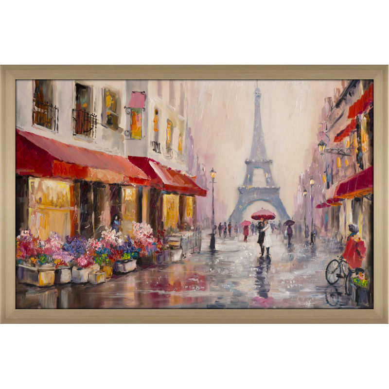 «Paris France», reproduction encadrée, H 33,5 po x l 49,5 po x P 1 po, Encadrement champagne