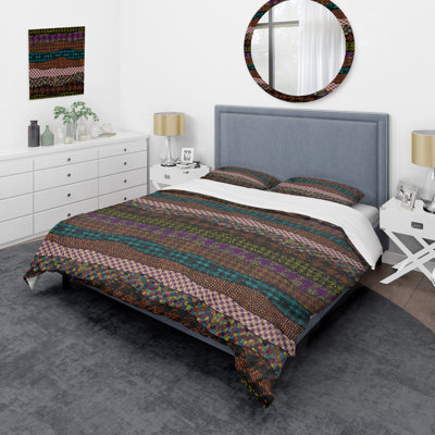 Brown Wavy Patchwork - Abstract Duvet Cover Set - Microfiber Polyester