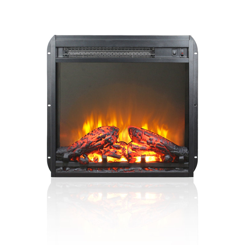 18" Compact Electric Fireplace Insert with Log Set, Realistic Flame & Overheat Protection, 18.1" H x 19.2" W x 5" D