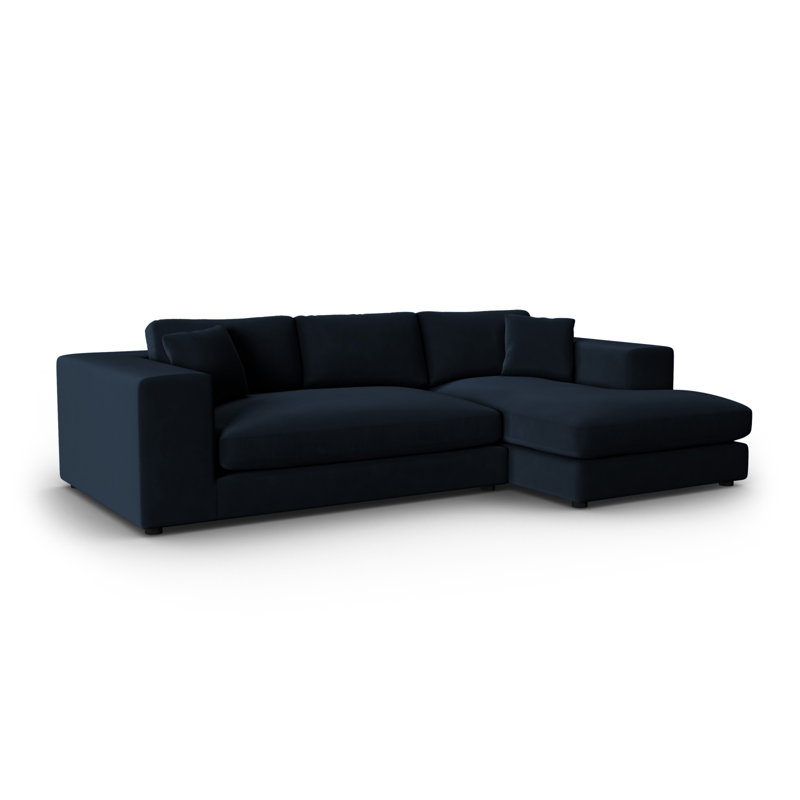 Micadoni Upholstered Corner Sofa, Royal Blue, Right Hand Facing