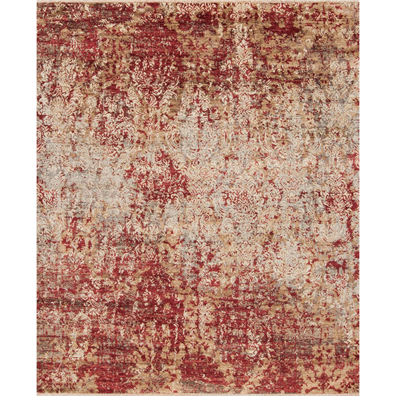 Tuscany Hand Knotted Wool Area Rug in Merlot/Cream/Beige, Rectangle 8' x 10'