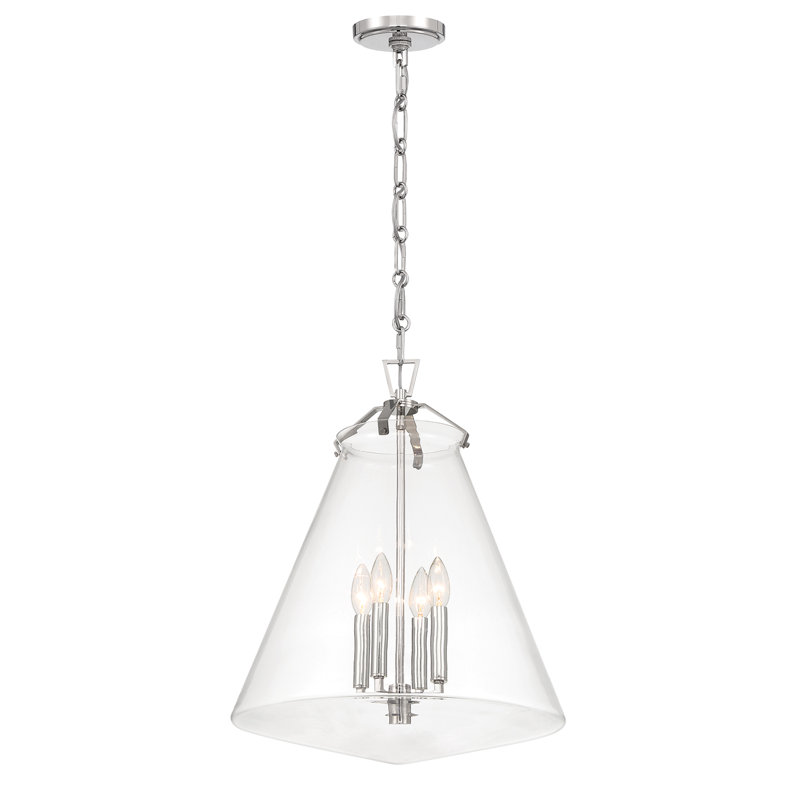 Luminaire suspendu poli 4 lumières Alanya, Nickel