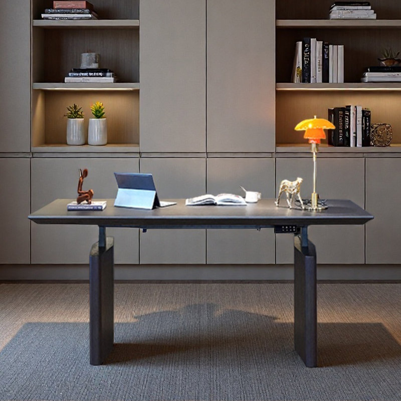 Bureau à hauteur réglable, bureau / bureau, simple, Tanné, H 51,18 po x l 55,12 po x P 27,56 po