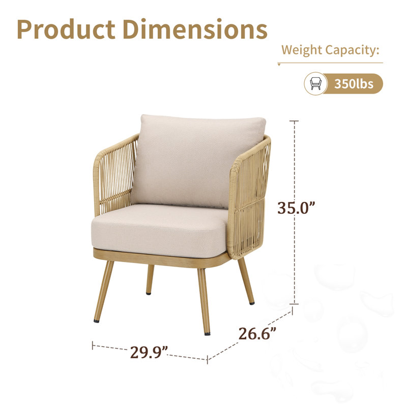 2-Piece Wicker Patio Chairs Set with Cushions