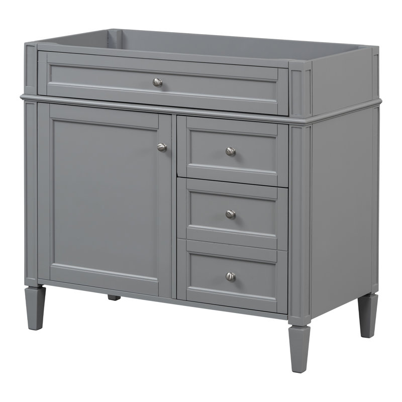Meuble-lavabo 36 po sans lavabo supérieur, Gris, Argent argent