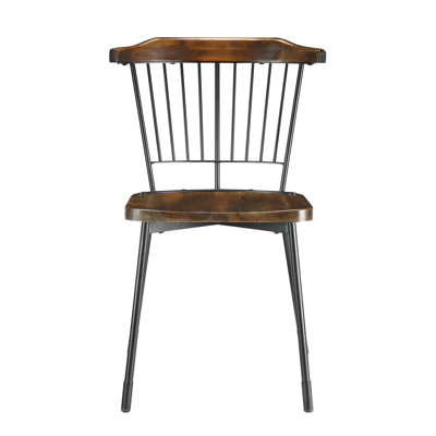 Roseau Armless Dining Chair in Black and Brown Oak (Set of 2)