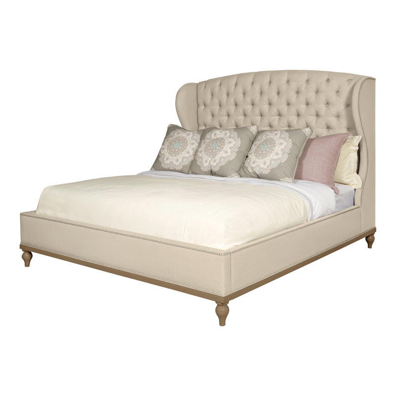 Emma Queen Upholstered Panel Bed, Casa Blanca, Tuck Linen, Yes