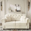 Canapé Chesterfield de 63 po en velours avec garniture cloutée et accoudoirs roulés, canapé de style Mid-Century moderne capitonné, comprenant 2 coussins-305754476