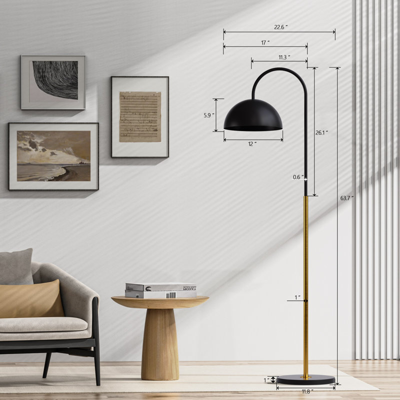 63.7” Arched Floor Lamp, Black