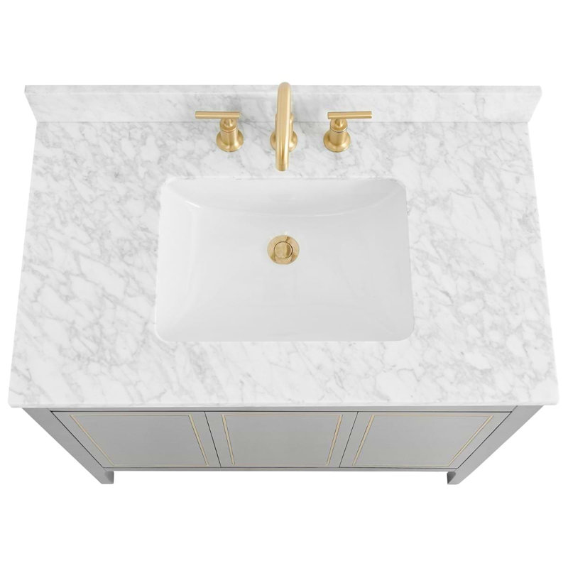 Province 36" Freestanding Standard Single Bathroom Vanity with Top, Black, Gold
