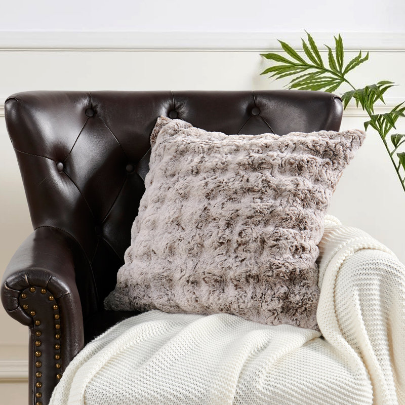 Housse de coussin en fausse fourrure, Café