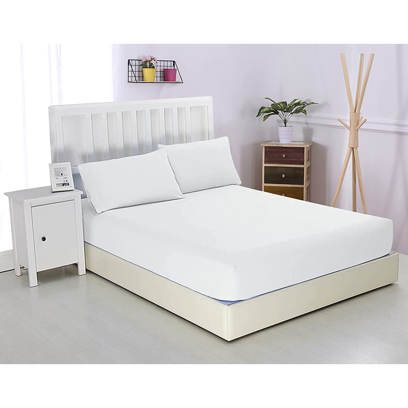 Drap-housse 100% satin de coton 300 fils 300 fils, Drap-housse très grand californien, Blanc