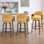 Tabouret de bar pivotant à 360 ° de style Mid-Century moderne en noyer avec dossier courbé rembourré (ensemble de 3)-1189933071-1189933072