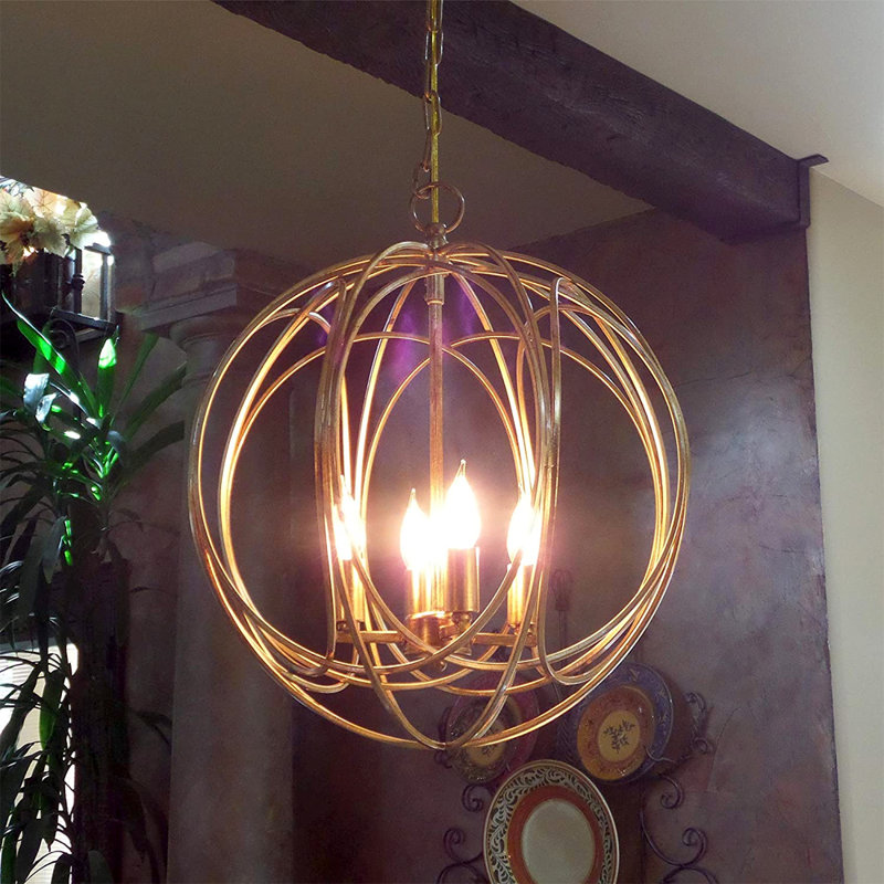 4 - Light Dimmable Globe Chandelier