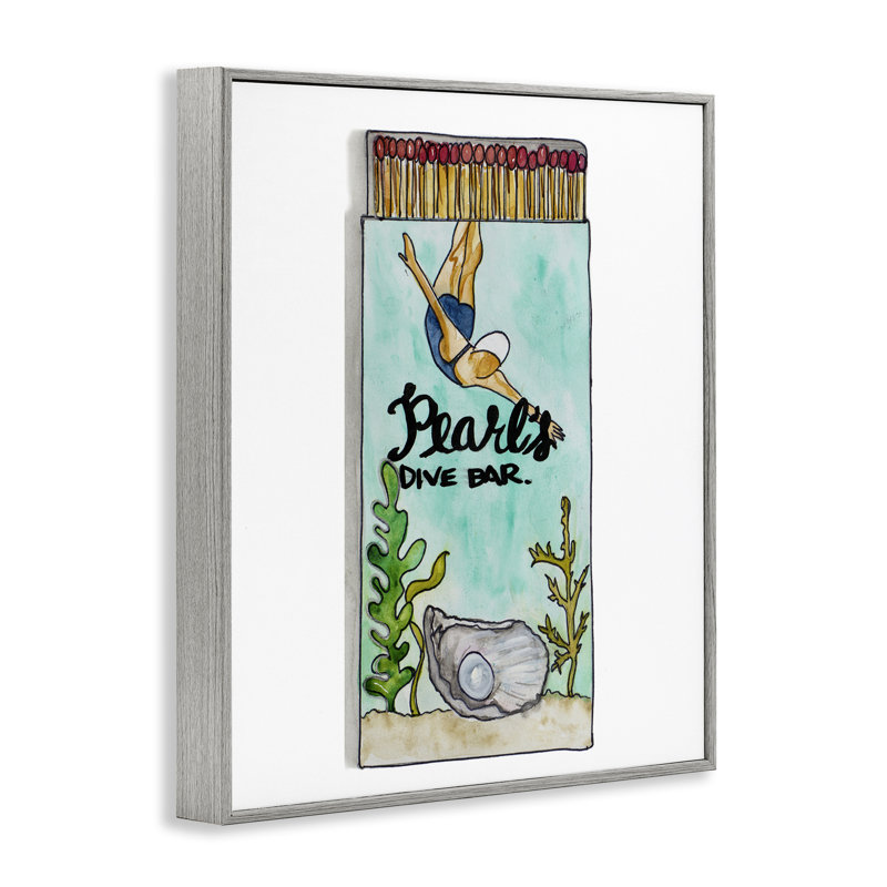 «Pearl Dive Matchbook», estampe numérique, conception de Nola James, Farmhouse Grey Framed Giclee, H 30 po x l 24 po