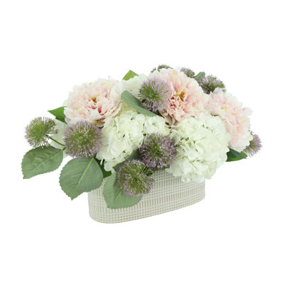 Peony Faux Floral in Vase