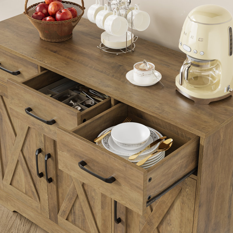 Buffet 3 tiroirs Tahara, Brun rustique