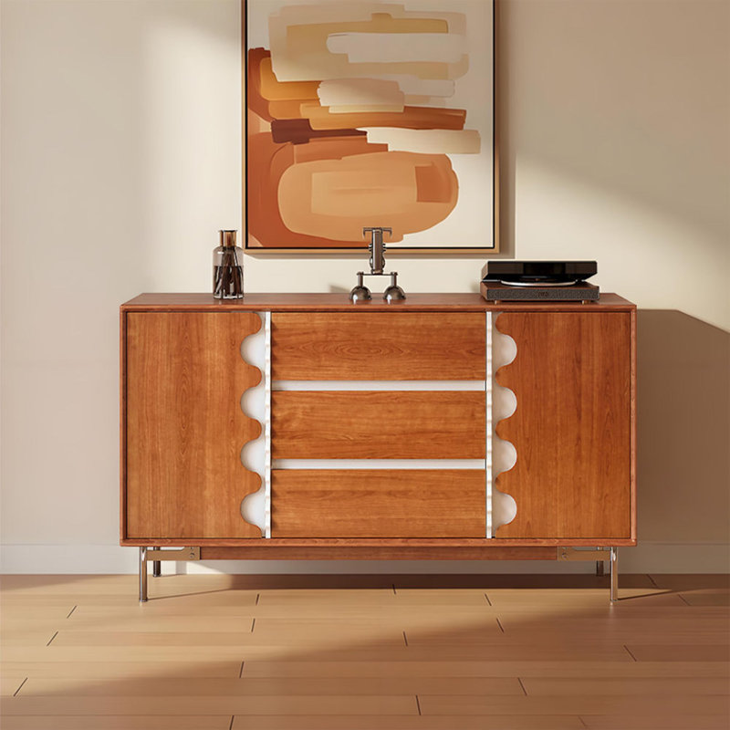 Buffet de rangement rétro en bois massif, H 37,79 po x l 47,24 po x P 15,74 po