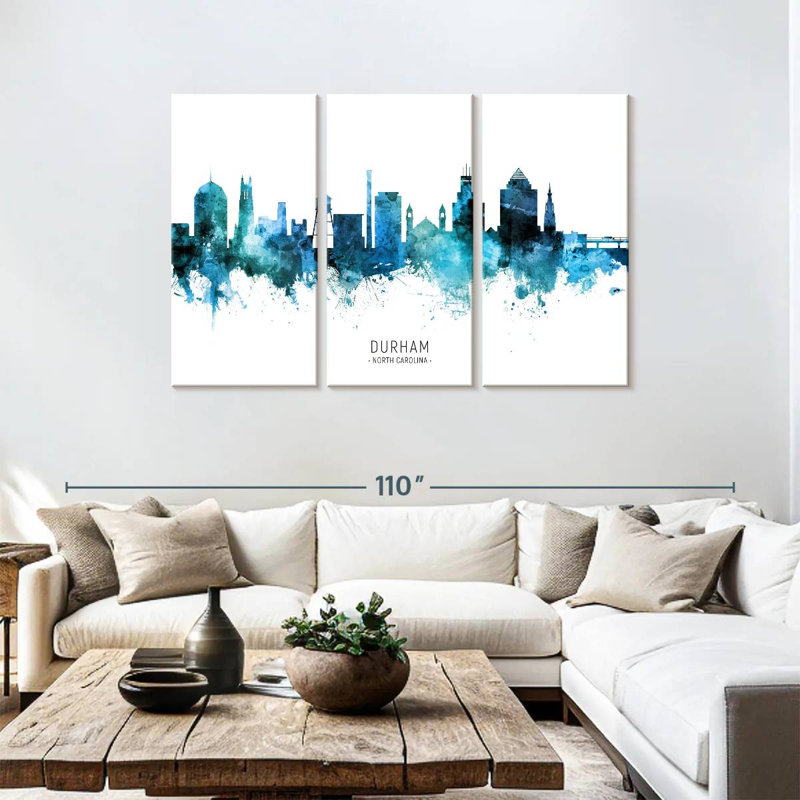 Durham North Carolina Skyline II, H 48 po x l 74 po