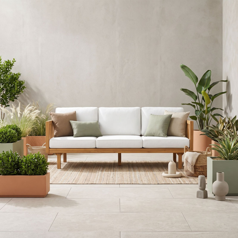 Wooden Patio Sofa with Cushions