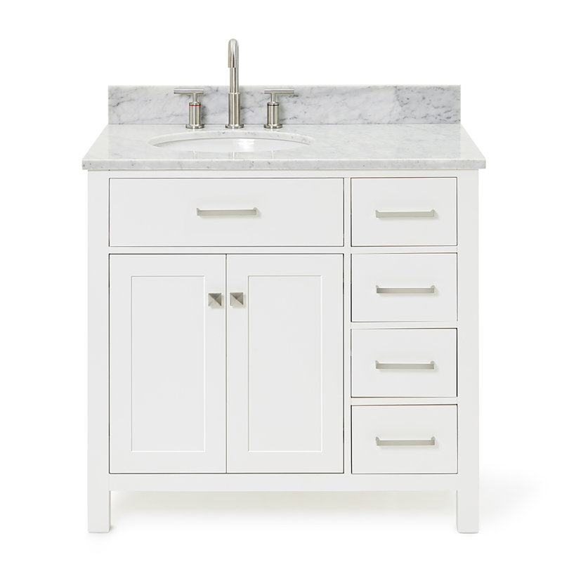 Ensemble de meuble-lavabo simple 37 po Aberdeenshire, Left, Oval, gris