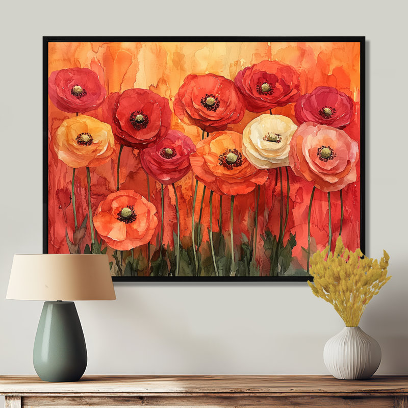 Jaccob - Floral Canvas Wall Decor, H 30 po x l 40 po, Noir, noir, noir, noir, Cadre flottant